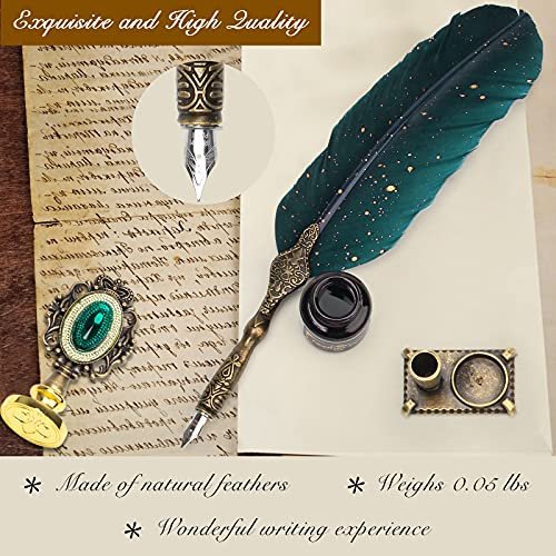 AngleKai Quill Pen and Ink Set, Calligraphy Feather Pen with Wax