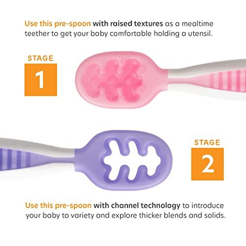 NumNum Pre-Spoon GOOtensils, Baby Spoon Set (First Stage + Second Stage)