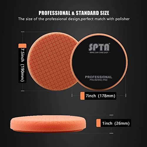 SPTA Buffing Polishing Pads, 5Pc 7.5 Inch Face for 7 Inch Backing