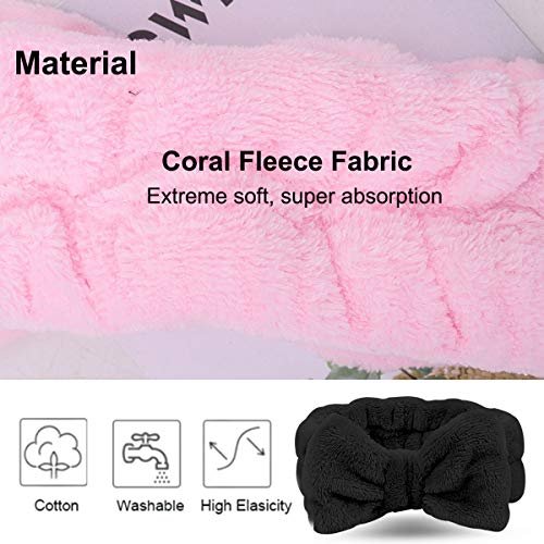 Spa Headband – 6 Pack Bow Hair Band Women Facial Makeup Head Band Soft  Coral Fleece Head Wraps For Shower Washing Face(Multicolored-A)