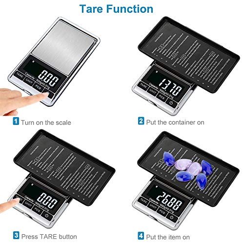 Digital Precision Gram Scale, 0.001oz/0.01g 500g Mini Pocket Scale,  Portable Electronic Weight Jewelry Scales, Tare, Auto Off, Stainless Steel,  White