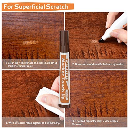 REALINN Wood Furniture Repair Kit- Set of 28 - Touch Up Markers, Fillers  with Wood Putty - Repair Scratch, Cracks, Hole, Discoloration for Wooden