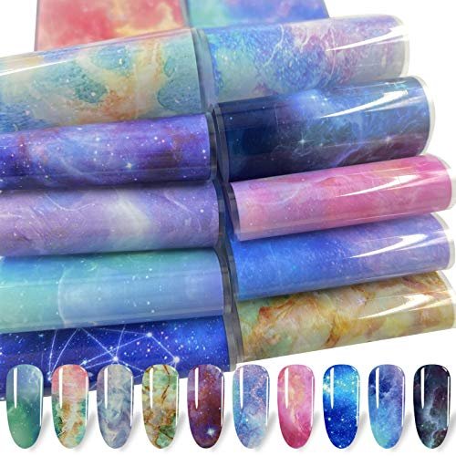 100 Sheets Nail Foil Transfer Sticker Kit, Bagvhandbagro Nail Art Decals  Nail Foil Tips Starry Sky Laser Flower Leopard Print Transfer Foils  Stickers