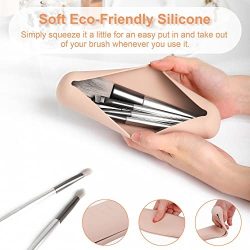 FERYES Travel Makeup Brush Holder, Magnetic Anti-fall Out Silicon Portable  Cosmetic Face Brushes Holder, Soft and Sleek Makeup Tools Organizer for