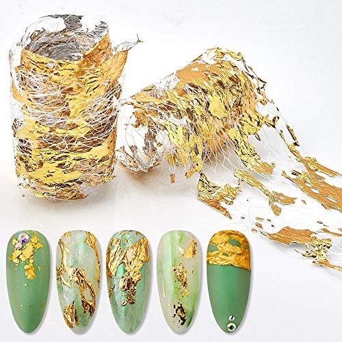 Gold Silver Foil Nail Art Holographic Aluminum Nail Foil Flakes Stickers  Nail Sequins 3D Glitter Line Decoration DIY Design Accessories Rainbow Nail  - Imported Products from USA - iBhejo