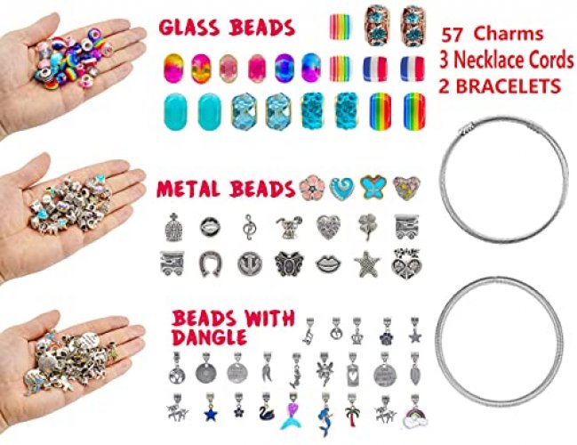 klmars Charm Bracelet Making Kit,Jewelry Making Supplies  Beads,Unicorn/Mermaid Crafts Gifts Set for Girls Teens Age 5-12