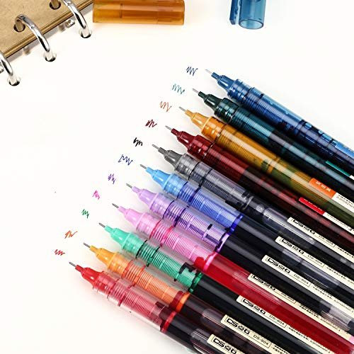 12 Pieces Rolling Ball Pens, Quick-Drying Ink 0.5 mm Extra Fine Point Pens  Liquid Ink Pen Rollerball Pens (Multicolor) - Imported Products from USA -  iBhejo