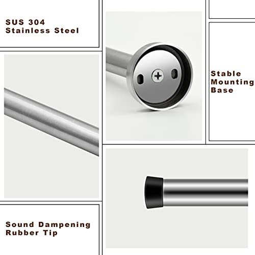 Door Stop Wall Mounted Door Stopper Satin Stainless Steel Chrome Rubber  Stops