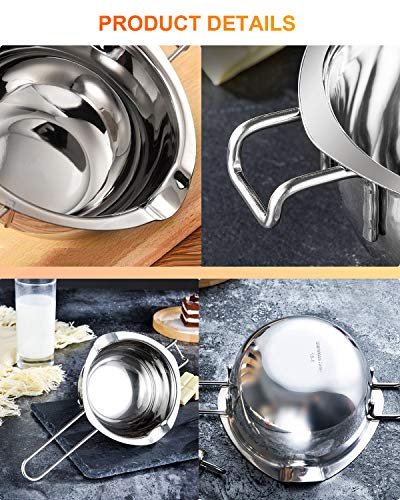 Stainless Steel Double Boiler Pot with 600ML for Melting Chocolate, Candy  and Candle Making (18/8 Steel, Universal Insert) - Imported Products from  USA - iBhejo