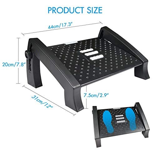 Scalebeard Adjustable Footrest with Removable Soft Foot Rest Pad -Washable  Cover,Max-Load 120Lbs with Massaging Beads for Car,Under Desk, Home