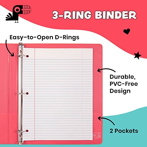 Yoobi 1 Inch D-Ring Binder - Pink School Supplies Office Organization