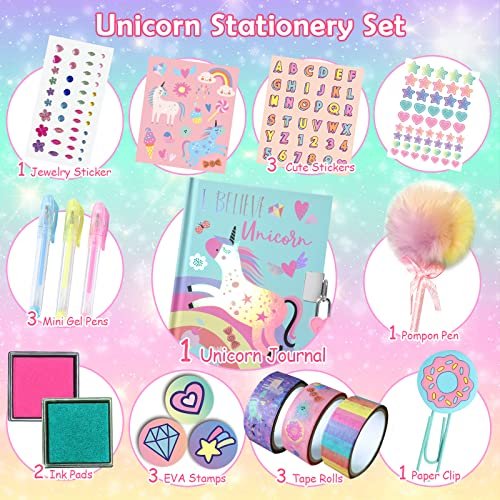 Deluxe Unicorn Stationery Set - Girls Colouring Pencils Journal