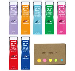 NanoDia Color Mechanical Pencil Leads, 0.7mm, 7 Colors, 7-pack/total 140 Leads, Sticky Notes Value Set