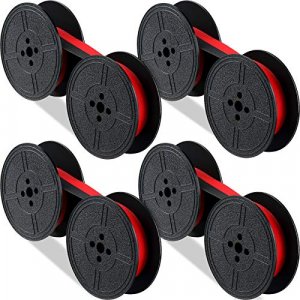 4 Pairs Universal Typewriter Ribbon Twin Spool Typewriter Ribbon Twin Spool Replacement Pack for Most Typewriter (Red, Black)