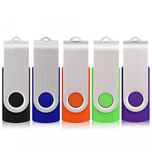 Flash Drive 4GB 5 Pack USB 2.0 Swivel Thumb Drives Bulk Memory Stick Jump Drive Pen Drive Zip Drive for Data Storage,Black/Blue/Orange/Green/Purple (