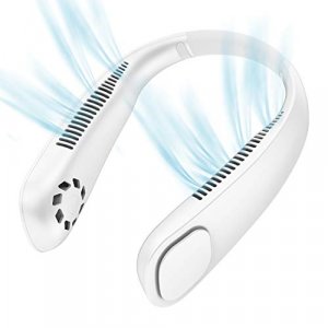 Portable Neck Fan, iHoven Personal Mini USB Bladeless Neck Fan 20Hrs Play 9000mah Rechargeable Handfree Neckband Hanging Fans, No Curly Hair Wearable