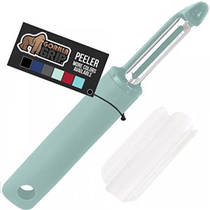 Gorilla Grip Swivel Vegetable Peeler, Sharp Stainless Steel Blades, Comfortable Handle, Dishwasher Safe, Kitchen Food Peelers, Easy Peeling, Peel Veg