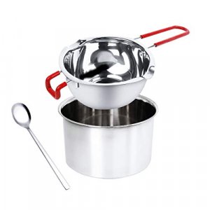 Double Boiler Pot Set, Stainless Steel Melting Pot with Silicone Spatula  for Melting Chocolate, Soap, Wax, Candle Making (600ml and 1600ml)