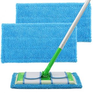 Reusable Pads Compatible with Swiffer Sweeper Mops - Washable  Microfiber Mop Pad Refills by Turbo - 12 Inch Floor Cleaning Mop Head Pads  Work Wet and Dry - 2 Pack : Health & Household