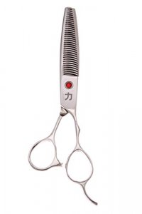 ShearsDirect Japanese 33 Tooth Thinning Shear with Offset Handle & Single Permanent Finger Rest, 6.5
