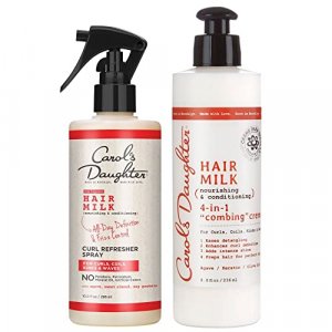 Carols Daughter Hair Milk Refresher Spray and 4 in 1 Combing Creme Hair Detangler Gift Set for Natural Curly Hair Providing All Day Definition & F