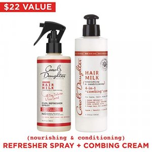Carols Daughter Hair Milk Refresher Spray and 4 in 1 Combing Creme Hair Detangler Gift Set for Natural Curly Hair Providing All Day Definition & F