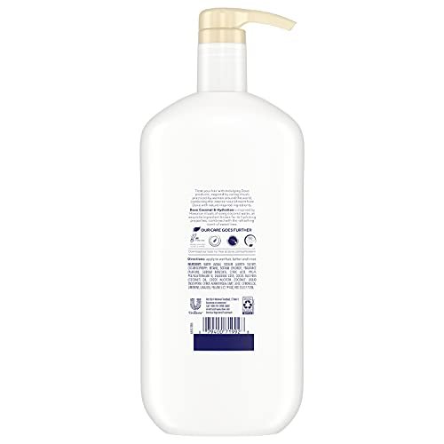 Dove Coconut + Hydration Shampoo nourishes and hydrates dry hair made with  92% natural origin ingredients 355 ml