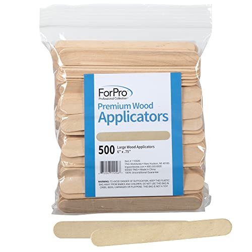 ForPro Premium Wood Applicators, Non-Sterile, Hair Removal Waxing Sticks,  Large, 6 L x .75 W, 6 Inch, 500 Count (Pack of 1)