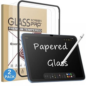 Esanik 2 Pack Like Paper Glass Screen Protector for iPad 10.9 10th Generation (2022, 10.9 Inch) 9H Tempered Glass Film with Alignment Frame, Writing