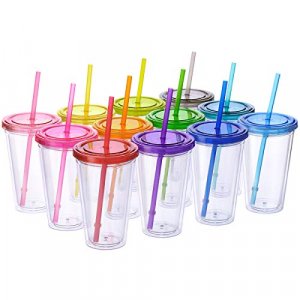 Mimorou 12 Pieces Plastic Tumbler with Lids 20oz