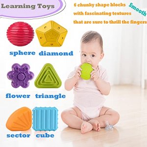 MINGKIDS Montessori Toys for 1 Year Old,Baby Sorter Toy Colorful Cube and 6 Pcs Multi Sensory Shape,Developmental Learning Toys for Girls Boys Easter