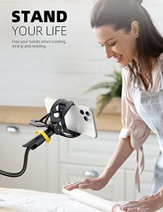 Lamicall Phone Holder Bed Gooseneck Mount Flexible Arm 360 Mount Clip Bracket Clamp Stand for Cell Phone XS Max XR X 8 7 6 Plus 5 4, S10 S9 S8 S7 S6,