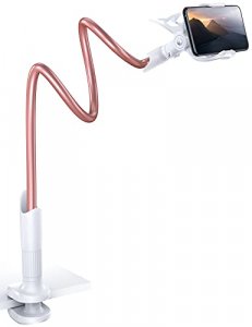 Lamicall Gooseneck Bed Phone Holder Mount Flexible Long Arm Clip Clamp for Desk, Bendy Lazy Arm Bracket, Overhead Mount Stand Compatible with Phone 1
