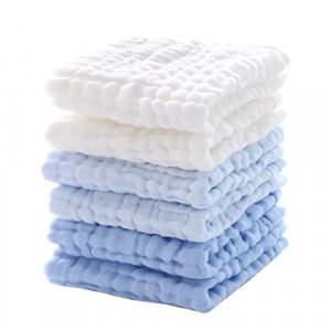 MUKIN Baby Muslin Washcloths - Soft Face Cloths for Newborn, Absorbent Bath Face Towels, Baby Wipes, Burp Cloths or Face Towels, Baby Registry as Sho