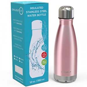 CHILLOUT LIFE 12 oz Insulated Water Bottle with Straw Lid for Kids + C