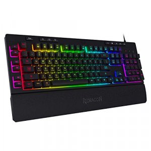 Redragon K512 Shiva RGB Backlit Membrane Gaming Keyboard with Multimedia Keys, Linear Mechanical-Feel Switch, 6 Extra On-Board Macro Keys, Dedicated 