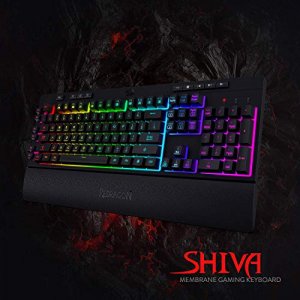 Redragon K512 Shiva RGB Backlit Membrane Gaming Keyboard with Multimedia Keys, Linear Mechanical-Feel Switch, 6 Extra On-Board Macro Keys, Dedicated 