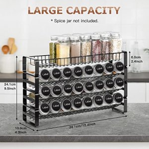 Spice Rack with 24 Empty Round Spice Jars, 396 Spice Labels with