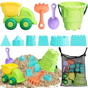  RACPNEL Collapsible Foldable Beach Sand Buckets and Shovels Set  - Beach Toys for Kids with Mesh Bag & Sand Molds, Silicone Beach Sand Pails  for Travel, Kids and Toddlers : Toys