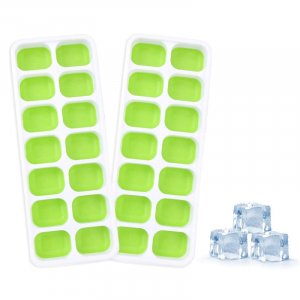 ToChiYa Ice Cube Trays 2 Pack Ice Tray Easy-Release 14-Ice Cube Trays with Spill-Resistant Removable Lid BPA Free Durable & Flexible Silicone Ice Cub