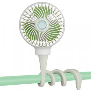 Anpro Stroller Fan for Baby - Portable Baby Fan Clip on Stroller/Crib with Flexible Stand, Car Seat Fan 3000 mAh Rechargeable Battery Operated USB Pe