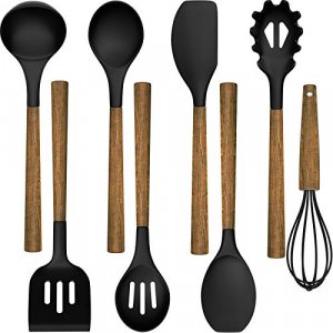  Umite Chef Kitchen Cooking Utensils Set, 33 pcs Non-Stick  Utensils Spatula Set with Holder, Black Wooden Handle Silicone Kitchen  Gadgets : Home & Kitchen