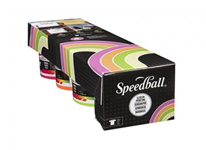 Speedball SB45027 Glo 'n Dark and Fluorescent Screen Printing Ink, 4 oz Jars, Set of 4