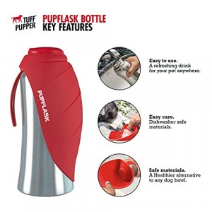 PupFlask Large Dog Water Bottle | 27 or 40 OZ Stainless Steel | Convenient Dog Water Dispenser | Puppy Travel Water Bowl | Portable Pet Water Bottle