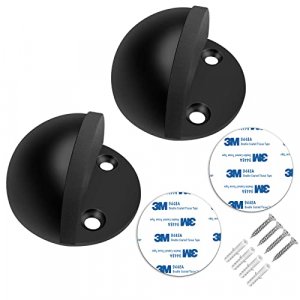 Door Stopper, Floor Door Stop Modern Black Door Stoppers Sound Dampening Rubber Bumper Adhesive Door Stops No Drilling Doorstop Wall Protector, Dome 