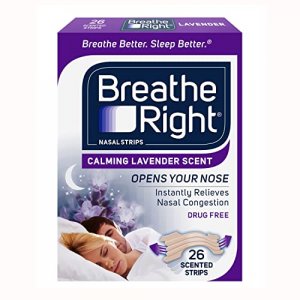 Breathe Right Nasal Strips Calming Lavender Scent Extra Strength Tan Nasal Strips Help Stop Snoring Drug-Free Snoring Solution & Nasal Congestion Rel