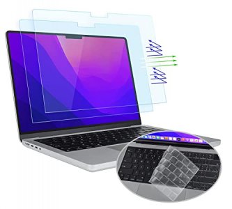 CaseBuy MacBook Pro 16 Screen Protector Anti-Glare Blue Light Filter for 2023 2022 2021 MacBook Pro M2 M116 inch A 2780 A2485 with Ultra Thin TPU Key