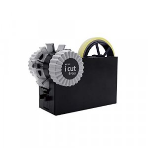 MoTEX Tape Dispenser for Auto Folding & Easy Peeling Compatible with 3 Inch 1 Inch Core Tapes - icut 6 FOLD (Black)