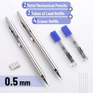 Mr. Pen- Mechanical Pencils 0.5, Pack of 2, Metal Mechanical Pencil with  Lead and Eraser, Drafting Pencil, Drawing Pencil, Mechanical Pencil, 0.5