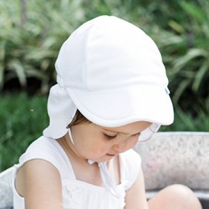 i play. by Green Sprouts Baby & Toddler Flap Sun Protection Hat, All-Day UPF 50+ Sun Protection for Head, Neck & Eyes, White, 2T-4T